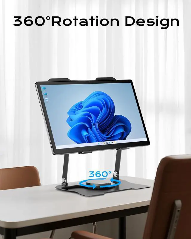 Alt view image 2 of 6 - Ofive 360 Rotatable Tablet/Laptop Stand for Desk, Ergonomic Adjustable Height Laptop Riser, Heavy Duty Steel Tablet Stand Holder