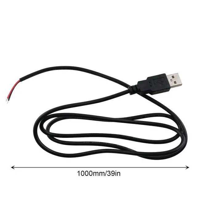 Alt view image 2 of 4 - DGZZI 2 Pack 24AWG USB Pigtail 3.3 Feet (1 Meter) USB Female Power Cable - Black, 5V, 5A