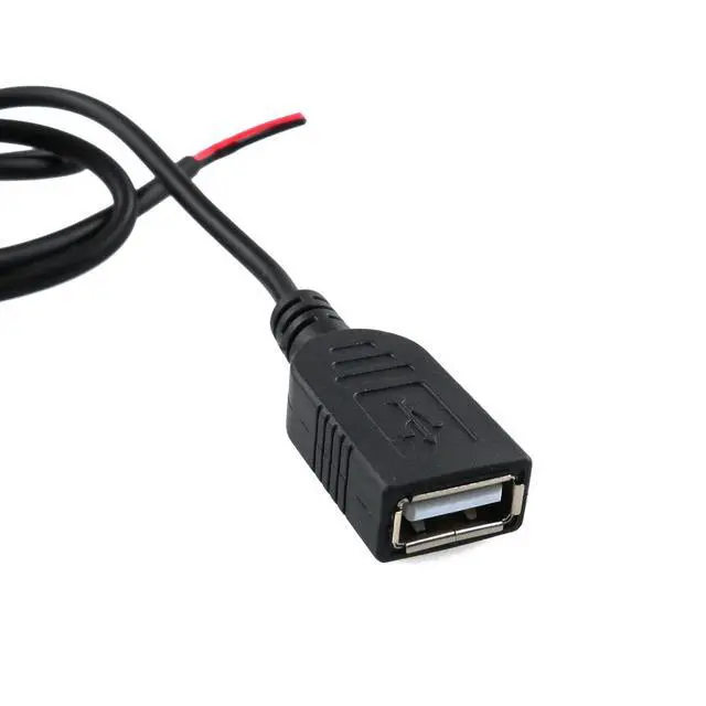 Alt view image 3 of 4 - DGZZI 2 Pack 24AWG USB Pigtail 3.3 Feet (1 Meter) USB Female Power Cable - Black, 5V, 5A