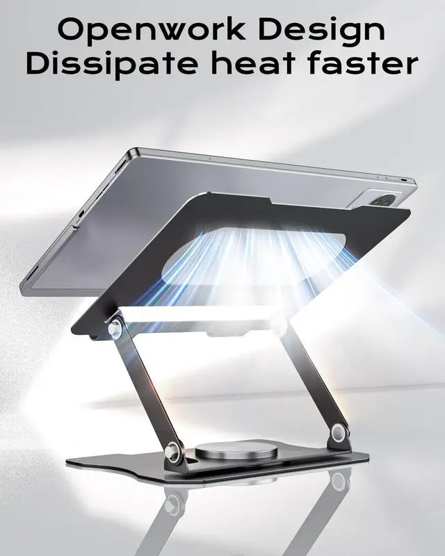 Alt view image 5 of 6 - Ofive 360 Rotatable Tablet/Laptop Stand for Desk, Ergonomic Adjustable Height Laptop Riser, Heavy Duty Steel Tablet Stand Holder