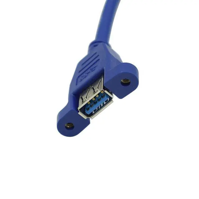 Alt view image 2 of 3 - Hxchen 60cm/2ft Super Speed USB 3.0 Type A Male to Female Extension Cable with Panel Mount and Screws Blue - (1 Pc)