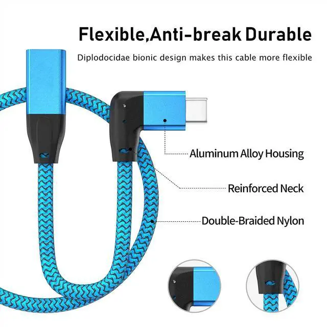 Alt view image 5 of 7 - Right Angle USB C Extension Cable 0.6FT, USB-C 3.2 Male to Female Cable