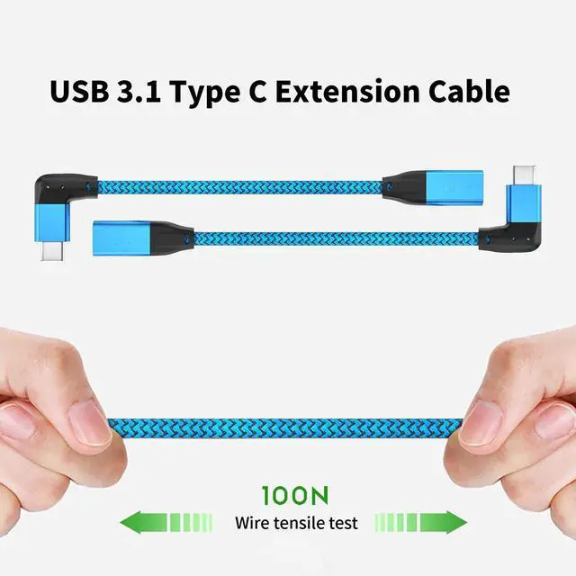 Alt view image 7 of 7 - Right Angle USB C Extension Cable 0.6FT, USB-C 3.2 Male to Female Cable