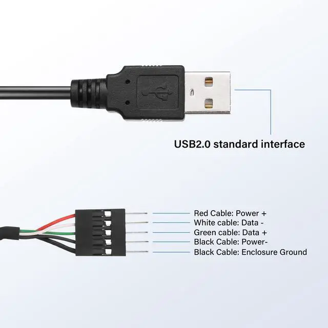 Alt view image 6 of 7 - PNGKNYOCN Dupont 5 Pin Male to USB Adapter Cable,USB Male to Dupont 5 Pin Male with 0.1"/2.54mm Pitch Motherboard Cable Cord 50CM/1.64FT (2-Pack)