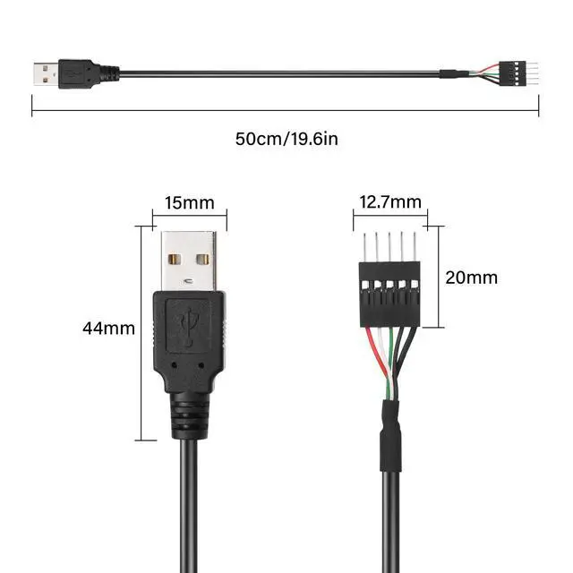 Alt view image 7 of 7 - PNGKNYOCN Dupont 5 Pin Male to USB Adapter Cable,USB Male to Dupont 5 Pin Male with 0.1"/2.54mm Pitch Motherboard Cable Cord 50CM/1.64FT (2-Pack)