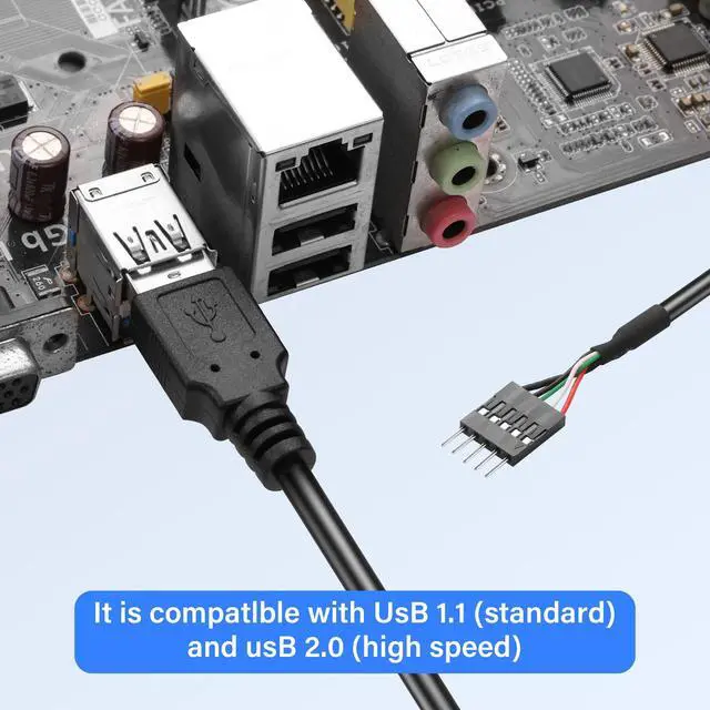 Alt view image 2 of 7 - PNGKNYOCN Dupont 5 Pin Male to USB Adapter Cable,USB Male to Dupont 5 Pin Male with 0.1"/2.54mm Pitch Motherboard Cable Cord 50CM/1.64FT (2-Pack)