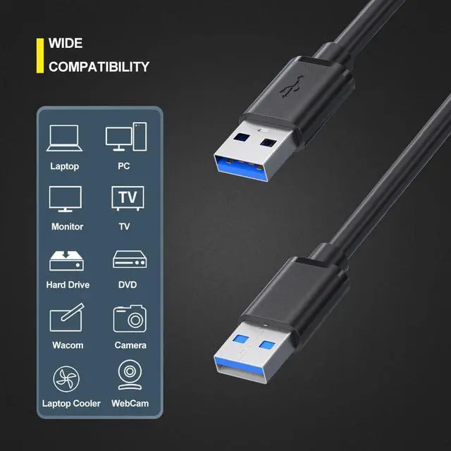 Alt view image 2 of 5 - BesCable USB 3.0 Male to Male Cable Heavy Duty 5 Feet Double Sided USB Cord
