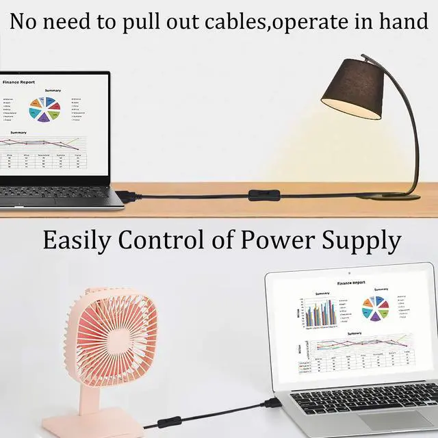 Alt view image 5 of 7 - HCFeng with ON/OffUSB 2.0 A Male Plug 2 Pin 2 Bare Wire Charge Cable