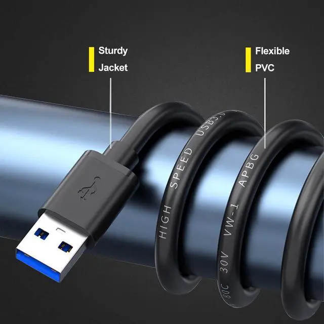 Alt view image 3 of 5 - BesCable USB 3.0 Male to Male Cable Heavy Duty 5 Feet Double Sided USB Cord