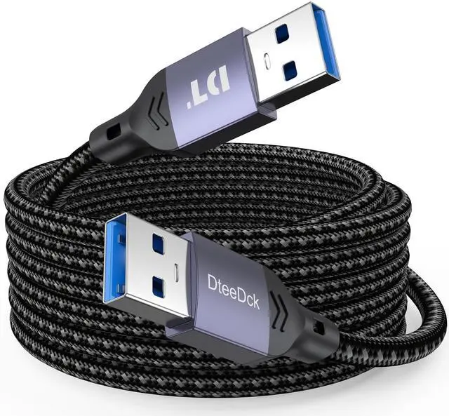 Main image of DteeDck USB to USB Cable 10 Ft, 5Gbps Long USB 3.0, 15W Type A Male to Male Cord 10ft Data Transfer & Fast Charging Double Sided USBA Wire for DVD Player Hub Laptop Cooler Computer PC TV