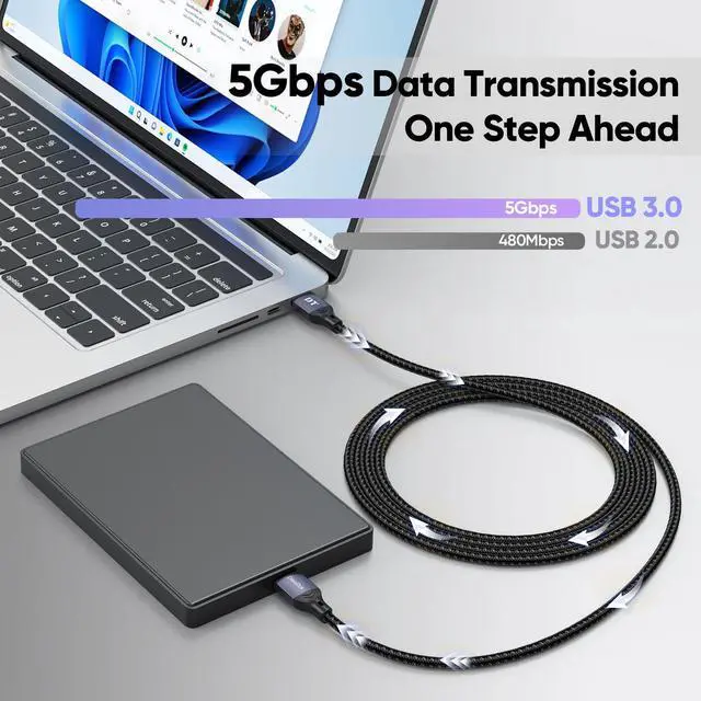 Alt view image 4 of 7 - DteeDck USB to USB Cable 10 Ft, 5Gbps Long USB 3.0, 15W Type A Male to Male Cord 10ft Data Transfer & Fast Charging Double Sided USBA Wire for DVD Player Hub Laptop Cooler Computer PC TV