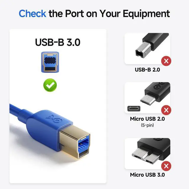 Alt view image 2 of 7 - Cable Matters 5Gbps Short USB 3.0 Cable, USB A to B Cable, 3ft, Blue