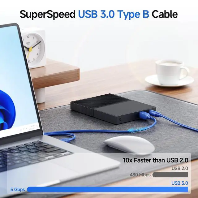 Alt view image 4 of 7 - Cable Matters 5Gbps Short USB 3.0 Cable, USB A to B Cable, 3ft, Blue