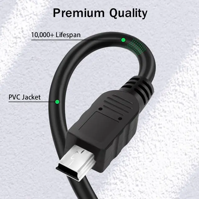Alt view image 5 of 5 - Kxable USB C to Mini USB Cable 2 Feet, USB C to Mini 5-Pin Charging & Sync Data Cord, Compatible with Texas Instruments Calculators, PS3 Controller, Digital Camera, MP3 Player and More
