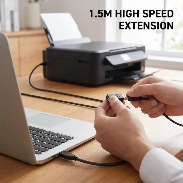 Alt view image 6 of 7 - USB Extension Cable, 1.5m High Speed Type A Male to Female Extender 28Awg 24Awg Pure Copper Data Sync Charging Cord for Laptop Pc Printer Mouse Keyboard Camera Card Reader and USB Peripherals