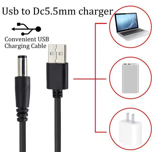 Alt view image 6 of 7 - HCFengUSB 2.0 A Male to DC 5.5 x 2.1mm Male 5V Power Cable