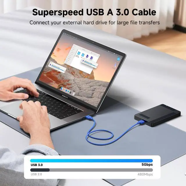 Alt view image 2 of 6 - Cable Matters 5Gbps USB 3.0 Cable, USB A to A Cable, 6ft, Blue