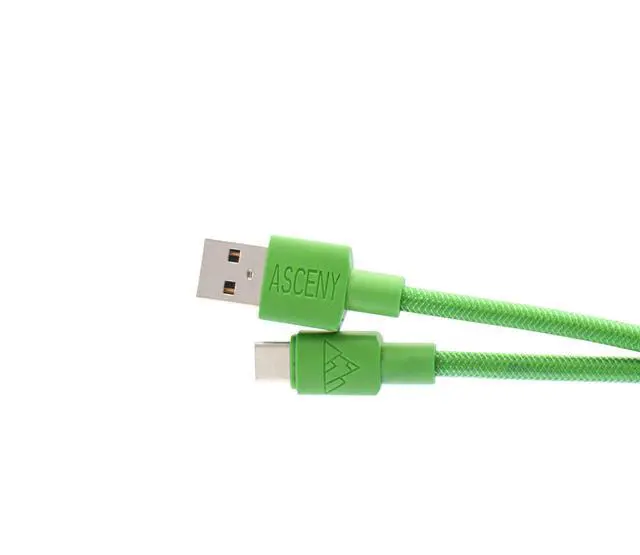 Alt view image 3 of 5 - ASCENY Coiled & Double-Sleeved Mechanical Keyboard Cable, for Type-C Mechanical Keyboards (Green)