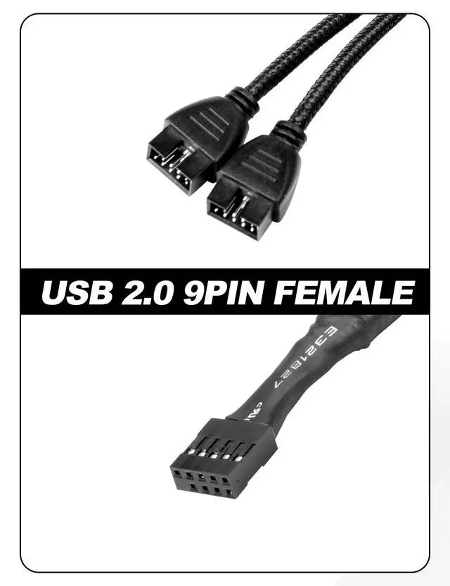 Alt view image 2 of 7 - upHere 1-Pack USB 2.0 Motherboard Splitter - 9-Pin to Dual 9-Pin Header Extension Cable for CPU Air Coolers, CPU Liquid Coolers, Case Fans & PC Peripherals,CMUSB9K201