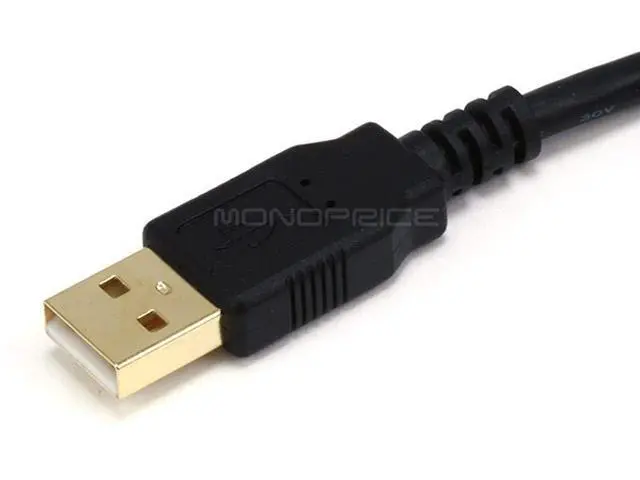 Alt view image 3 of 3 - Monoprice 10-Feet USB 2.0 A Male to A Female Extension 28/24AWG Cable (Gold Plated) (105434),Black