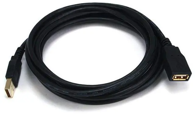 Main image of Monoprice 10-Feet USB 2.0 A Male to A Female Extension 28/24AWG Cable (Gold Plated) (105434),Black