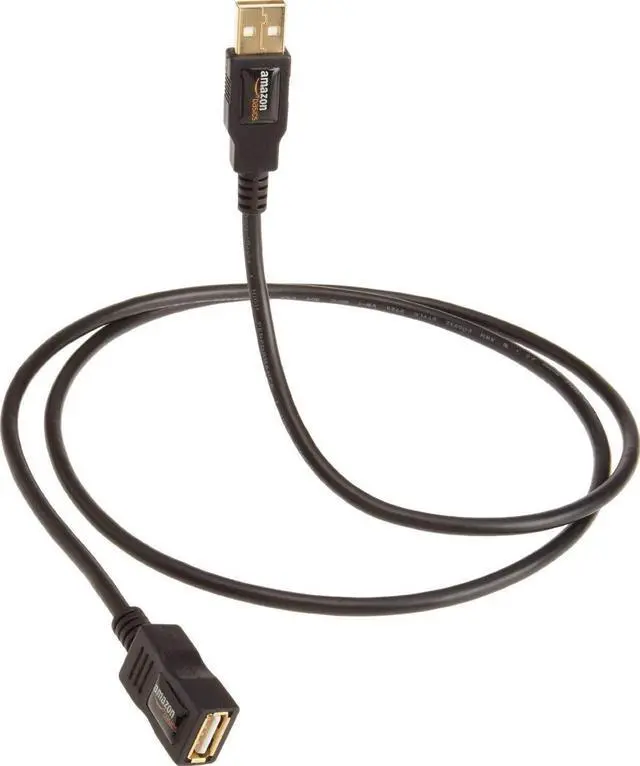 Main image of Amazon Basics USB-A 2.0 Extension Cable, Male to Female, 480Mbps Transfer Speed, USB Extender, Extra Long 9.8 Foot, Black