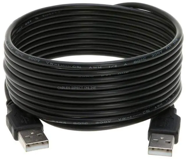 Alt view image 3 of 5 - Cables Direct Online Pack of 5 x 6FT USB 2.0 Type A to Type A Male Data Printer Cable Cord for Printer, Laptop, Mobile Phone, PC, Web Camera (6ft, USB A-A)