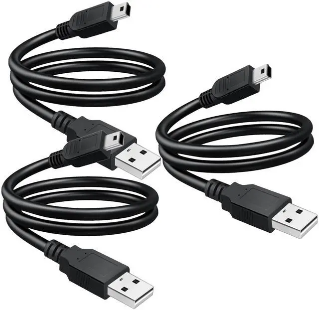 Main image of SaiTech IT 3 Pack USB 2.0 A to Mini B Cable 1ft Black