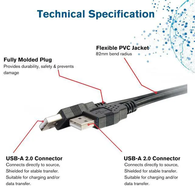 Alt view image 3 of 6 - Legrand - C2G USB A to A Cable, 3.3 Foot Data Transfer Cable, Black USB 2.0 Cable, 1 Count, C2G 28105