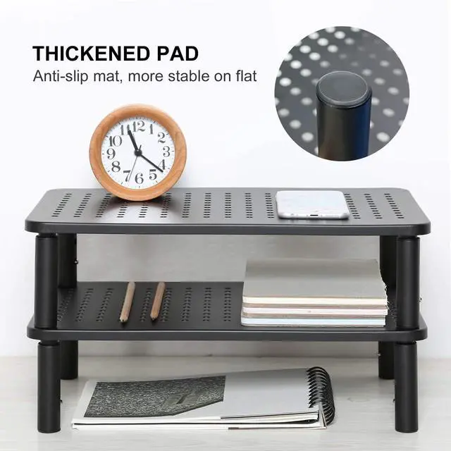 Alt view image 5 of 7 - Computer Monitor Stand Riser,Monitor Riser for Laptop, Printer, Notebook and All Flat Screen TV Display with Vented Platform,3 Height Adjustable Laptop Riser,1 Pack,Black(MST003)