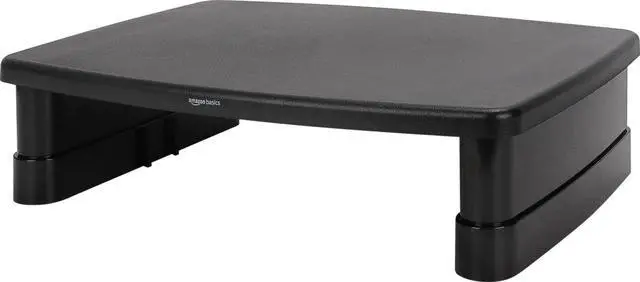 Main image of Amazon Basics Height Adjustable Monitor Stand Riser with Storage Organizer, 3-Level Stackable Design, Durable ABS Plastic, Supports up to 22lbs, for Monitors & Laptops, Black
