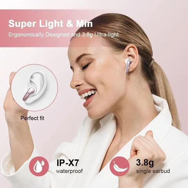 Alt view image 6 of 7 - Wireless Earbuds, Bluetooth 5.3 Headphones NEW Ear Buds 40H Bass Stereo