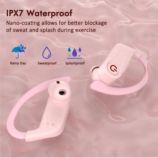 Alt view image 5 of 7 - Wireless Earbuds Bluetooth 6.1 Sport Headphones with Earhooks and Mic | 120 Hrs Playtime with LED Display Charging Case, Deep Bass ENC, Easy Button Controls IPX7 Waterproof for Running Workout Gym