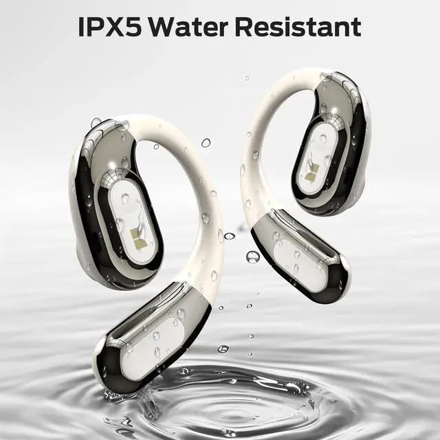 Alt view image 3 of 7 - Monster AC330 Open Ear Headphones Wireless Bluetooth 5.4 Earbuds with Clear Talk, 14.2mm Drivers, Rotating Case with Lanyard, 24H Playtime, IPX5 Water Resistant, White