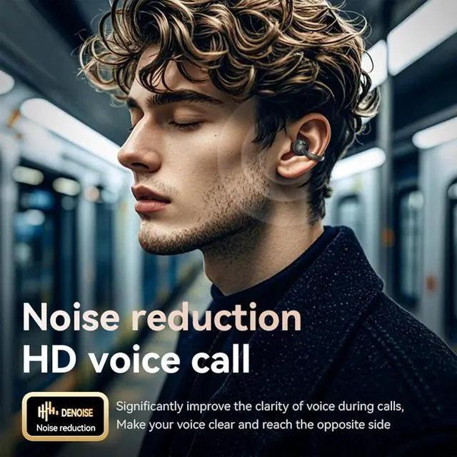 Alt view image 5 of 7 - QJF Clip on Earbuds for Small Ears, Open Ear Wireless Bluetooth 5.4 Headphones, 40H Playtime Air Conduction, Comfort Fit for Glasses, Waterproof Sport Ear Buds with Digital Display & MIC