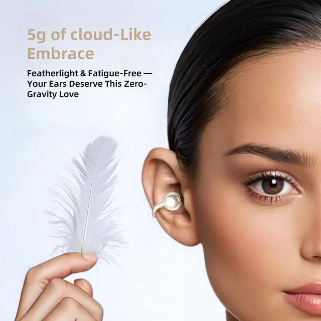 Alt view image 4 of 7 - M97 Clip On Earbuds,Secure Fit, Wireless Bluetooth 6.0, Open Ear Headphones with 50H Battery 10-Min Quick Charge, Featherlight C-Shaped Hook, for Running/Gym, IPX5 Waterproof, Deep Bass(off white)
