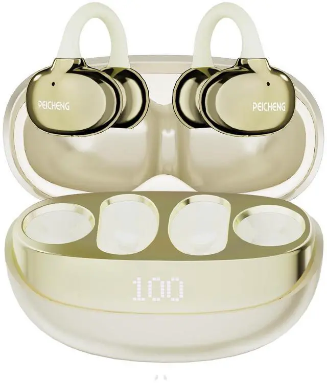 Main image of PEICHENG Earbuds Wireless Bluetooth Earphones, 5H Playback 50mAh+400mAh Power Case with Digital Display (Beige)