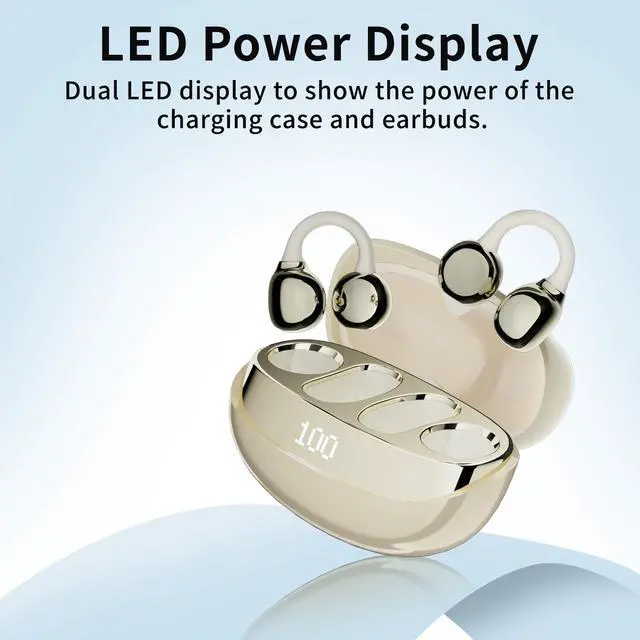 Alt view image 2 of 7 - PEICHENG Earbuds Wireless Bluetooth Earphones, 5H Playback 50mAh+400mAh Power Case with Digital Display (Beige)