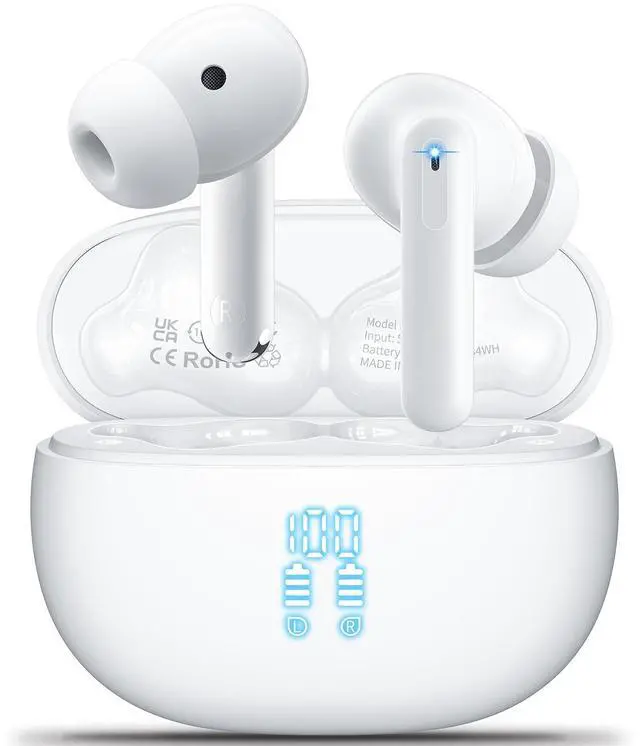 Main image of Wireless Earbuds, Bluetooth 5.3 Headphones HiFi Stereo & 4 ENC Mic, 42H Playtime Ear Buds with Charging Case LED Display, Bluetooth Earphones IPX7 Waterproof for iOS Android Earpods Sports Workout