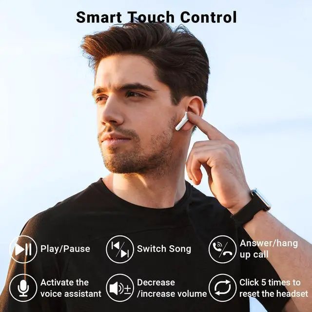 Alt view image 5 of 7 - Wireless Earbuds, Bluetooth 5.3 Headphones HiFi Stereo & 4 ENC Mic, 42H Playtime Ear Buds with Charging Case LED Display, Bluetooth Earphones IPX7 Waterproof for iOS Android Earpods Sports Workout