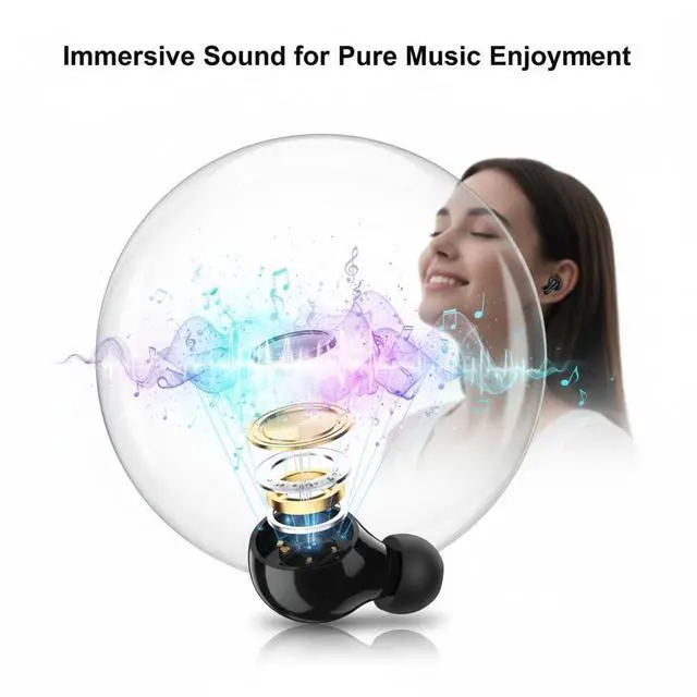 Alt view image 7 of 7 - NVAHVA Wireless Small Earbuds with ENC Mic for Meeting Work Travel Sleep