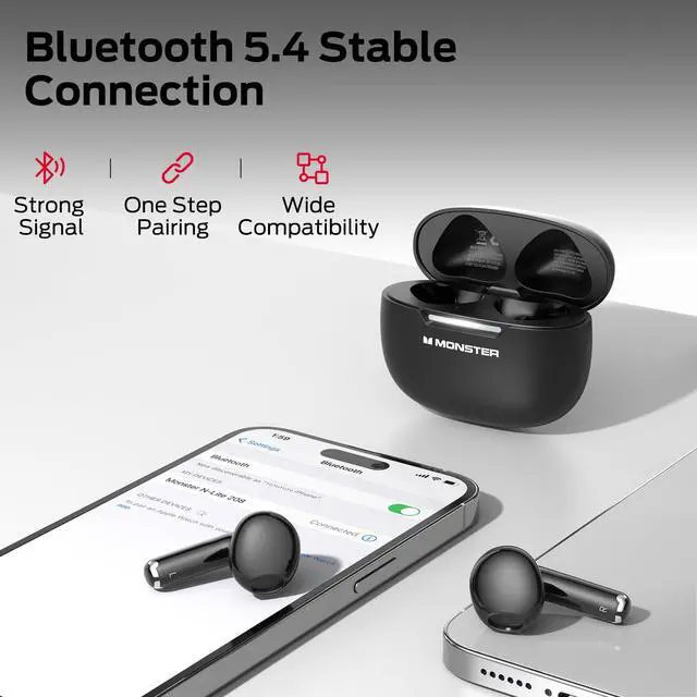 Alt view image 3 of 7 - Monster N-Lite 208 Bluetooth 5.4 Wireless Earbuds
