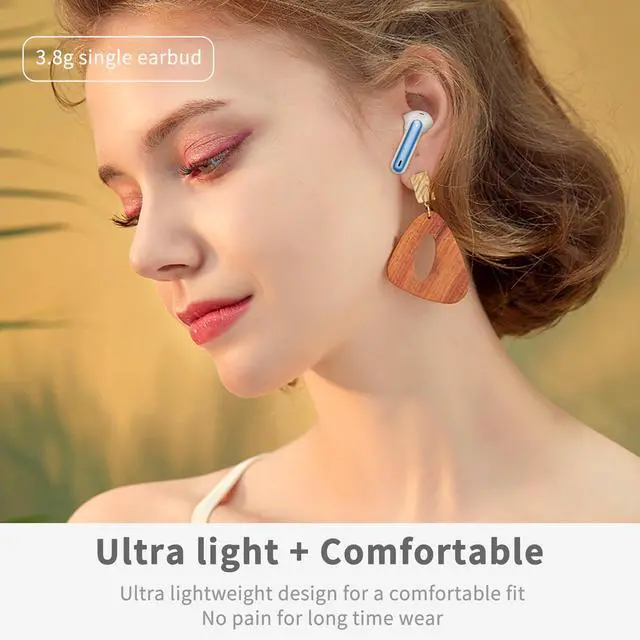 Alt view image 7 of 7 - Wireless Earbuds, 2026 Bluetooth 5.4 Ear Buds in Ear with 4 ENC Noise Cancelling Mic, New Wireless Earphones HiFi Stereo Deep Bass 40H Playtime, In-Ear Bluetooth Earbuds LED Display IP7, Lake Blue