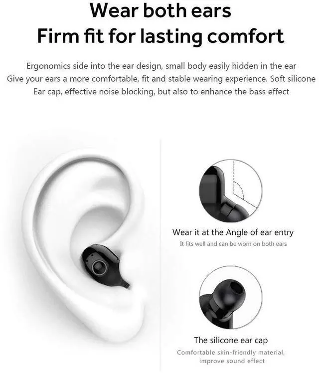 Alt view image 4 of 7 - AIYIBEN Bluetooth Wireless Earbud Mini Wireless Earbud Bluetooth V5.0 in Ear Headphone with 4-5 Hours Playtime Headset with Mic for iPhone iPad Samsung Galaxy LG and Smartphones (Black)