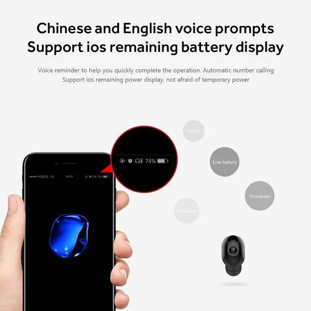 Alt view image 5 of 7 - AIYIBEN Bluetooth Wireless Earbud Mini Wireless Earbud Bluetooth V5.0 in Ear Headphone with 4-5 Hours Playtime Headset with Mic for iPhone iPad Samsung Galaxy LG and Smartphones (Black)