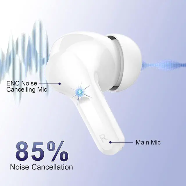 Alt view image 4 of 7 - Wireless Earbuds, 40H Bluetooth Headphones 5.4, ENC Noise Cancelling Mic for Clear Calls, Hi-Fi Stereo Deep Bass Ear Buds, LED Display, IP7 Waterproof Sport Earphones in Ear for Android iOS, USB-C