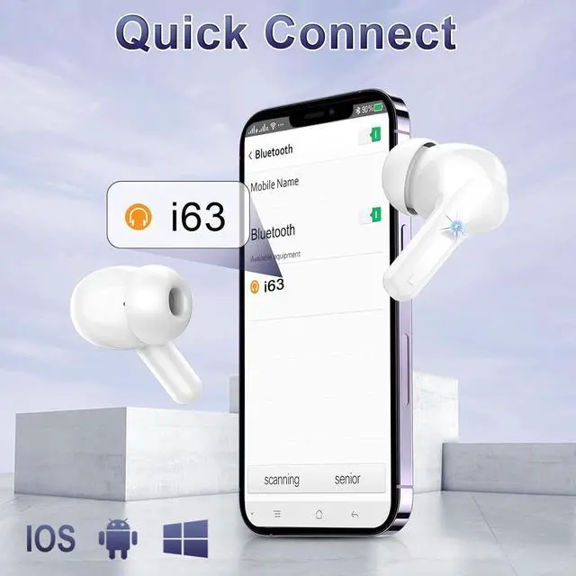 Alt view image 6 of 7 - Wireless Earbuds, 40H Bluetooth Headphones 5.4, ENC Noise Cancelling Mic for Clear Calls, Hi-Fi Stereo Deep Bass Ear Buds, LED Display, IP7 Waterproof Sport Earphones in Ear for Android iOS, USB-C