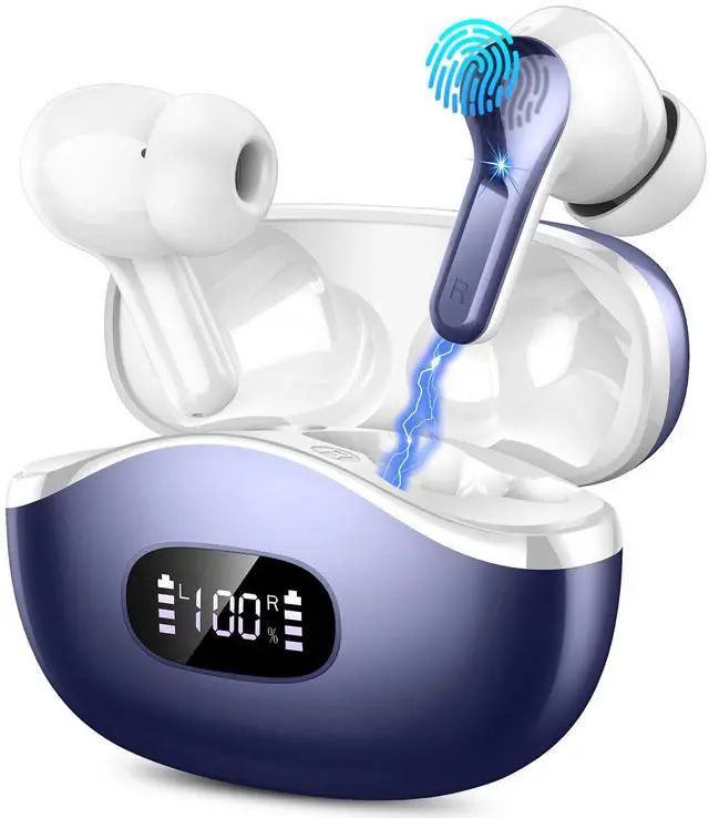 Main image of AOSRAU Wireless Earbuds, Bluetooth Headphones 5.4 HiFi Stereo, Ear Buds with 4 ENC Noise Cancelling Mics, 48H Bluetooth Earbuds with Dual LED Display, IP7 Waterproof in Ear Earphones, Deep Blue