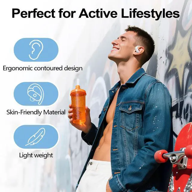 Alt view image 3 of 7 - xiwxi Wireless Earbuds Bluetooth Headphones,Over Ear Buds for Sport with Deep Bass Sound,60Hrs Playtime Earphones Designed Comfort Fit with Earhooks for Running,Meeting,Workout-White