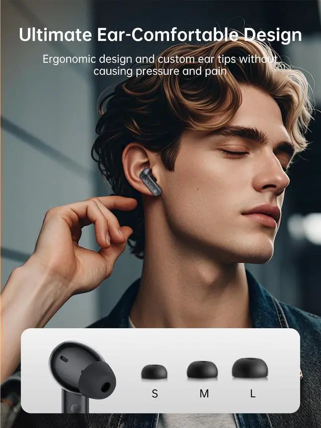 Alt view image 6 of 7 - 1 Hora Active Noise Cancelling Wireless Earbuds, Built-in 4 Mics, Bluetooth 5.4 in Ear Headphones, LED Display Stereo Bass Earphones with Charging case, for iPhone, Android Smartphone, Tablet, Laptop